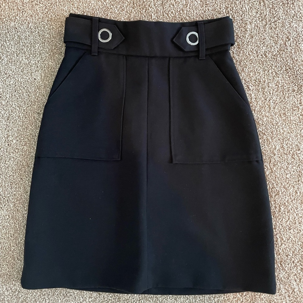 Black Thick Miniskirt with Built-in Belt